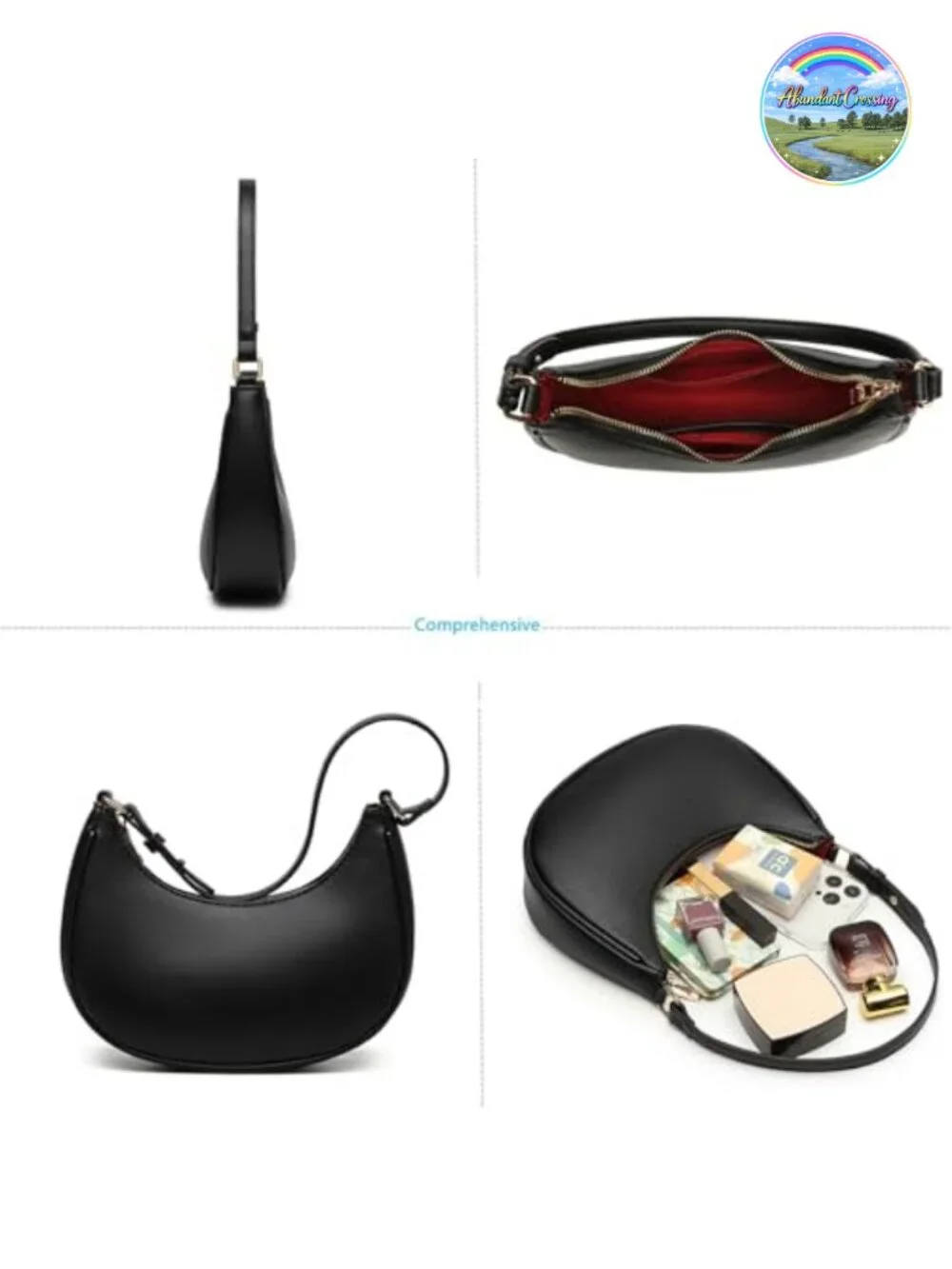 Vegan Leather Crescent Clutch Purse Y2K Crossbody Shoulder Bag